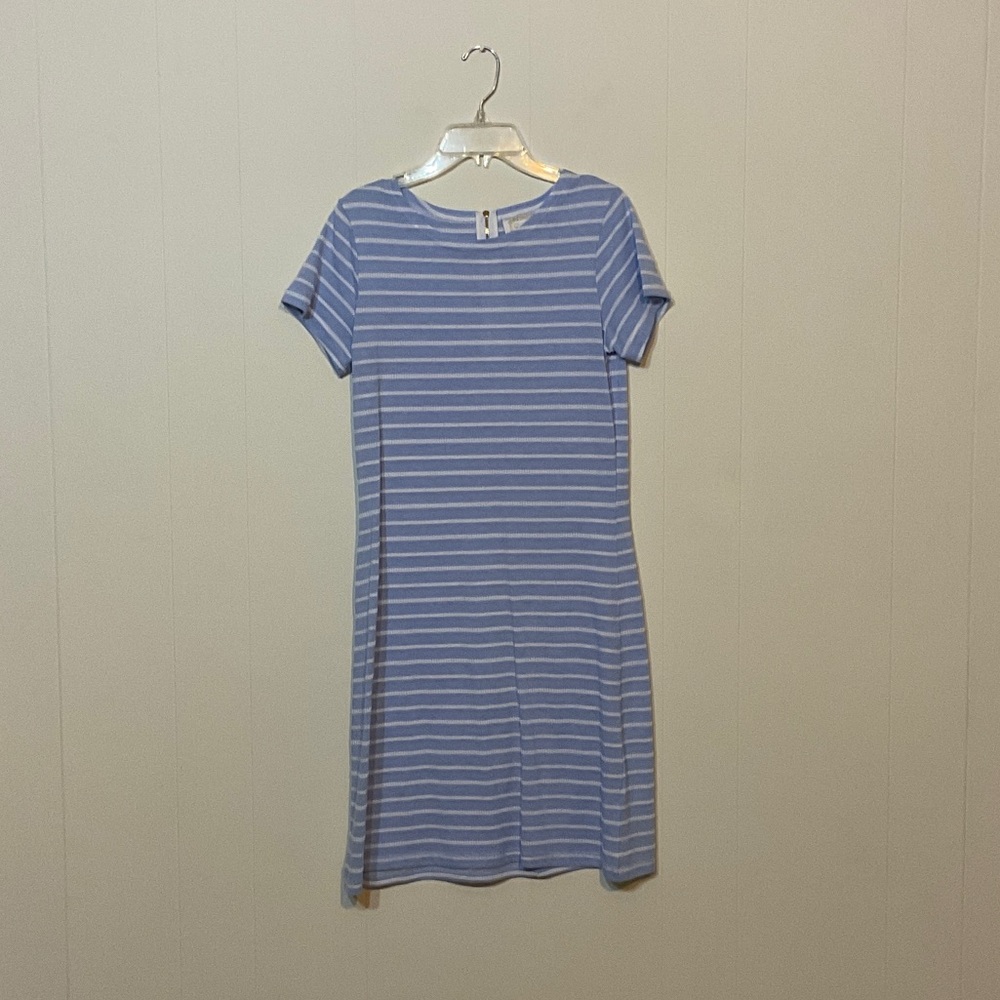 Sail to Sable Light Blue Striped Mini Dress
